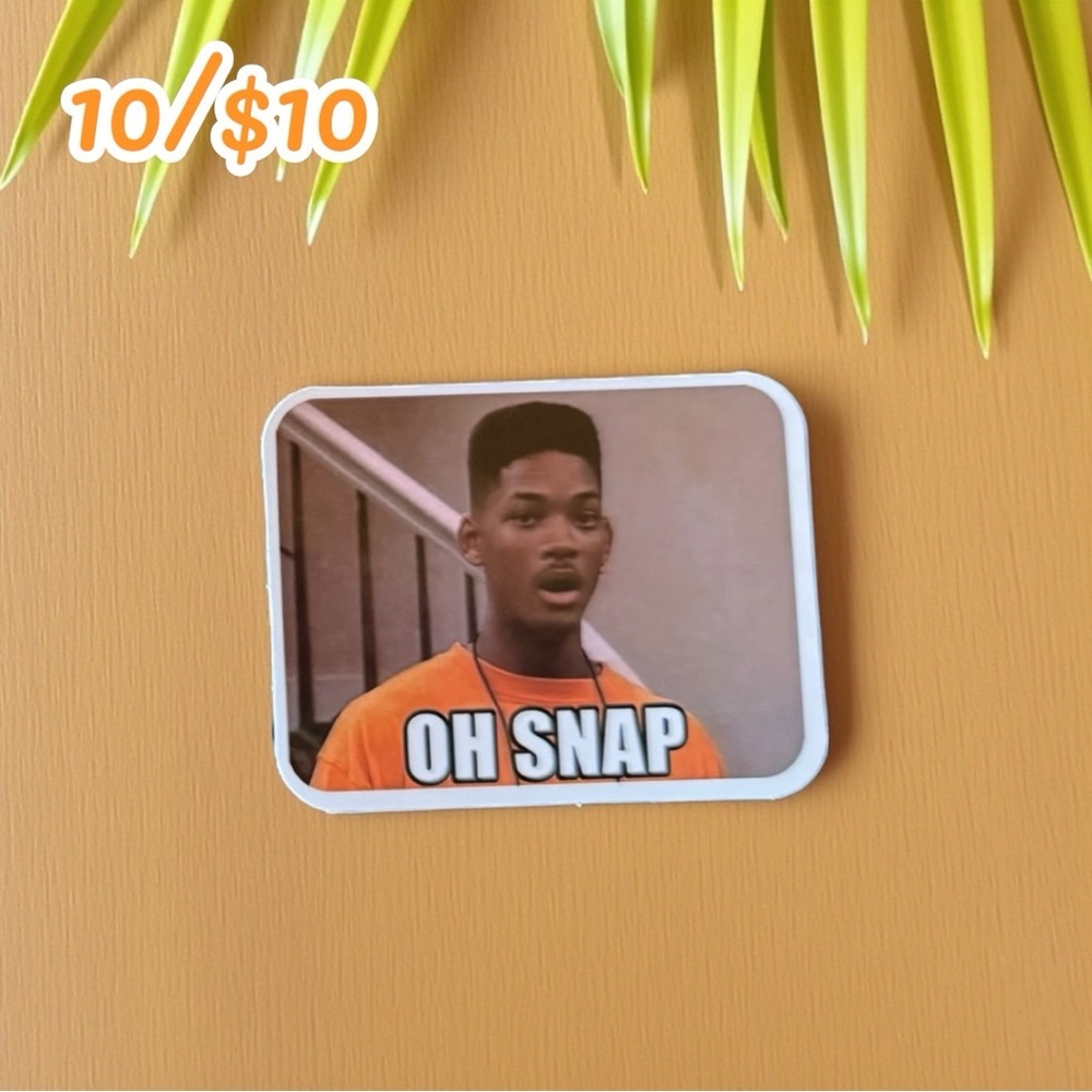 OH SNAP! Will Smith Fresh Prince Meme Sticker – Funny Retro TV Vinyl – 2 3/4”
